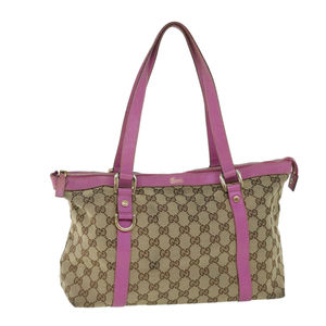 GUCCI GG Canvas Abbey Tote Bag Beige Pink 141470 Auth yk8799